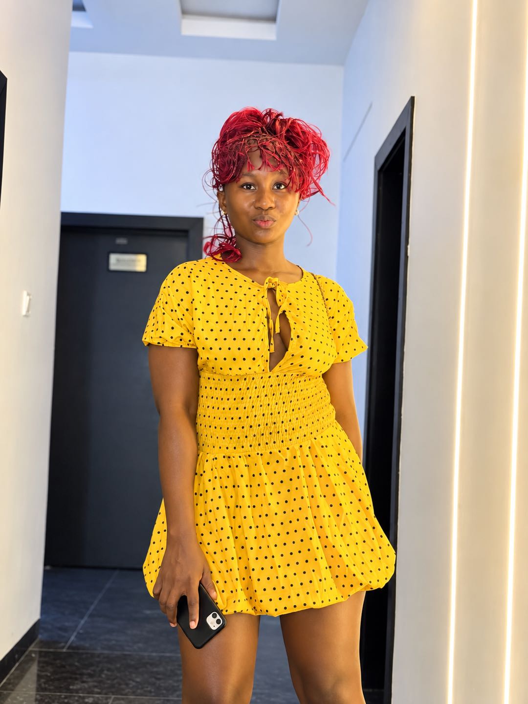 Girl from Nigeria in a yellow dress, the next face a match might bring